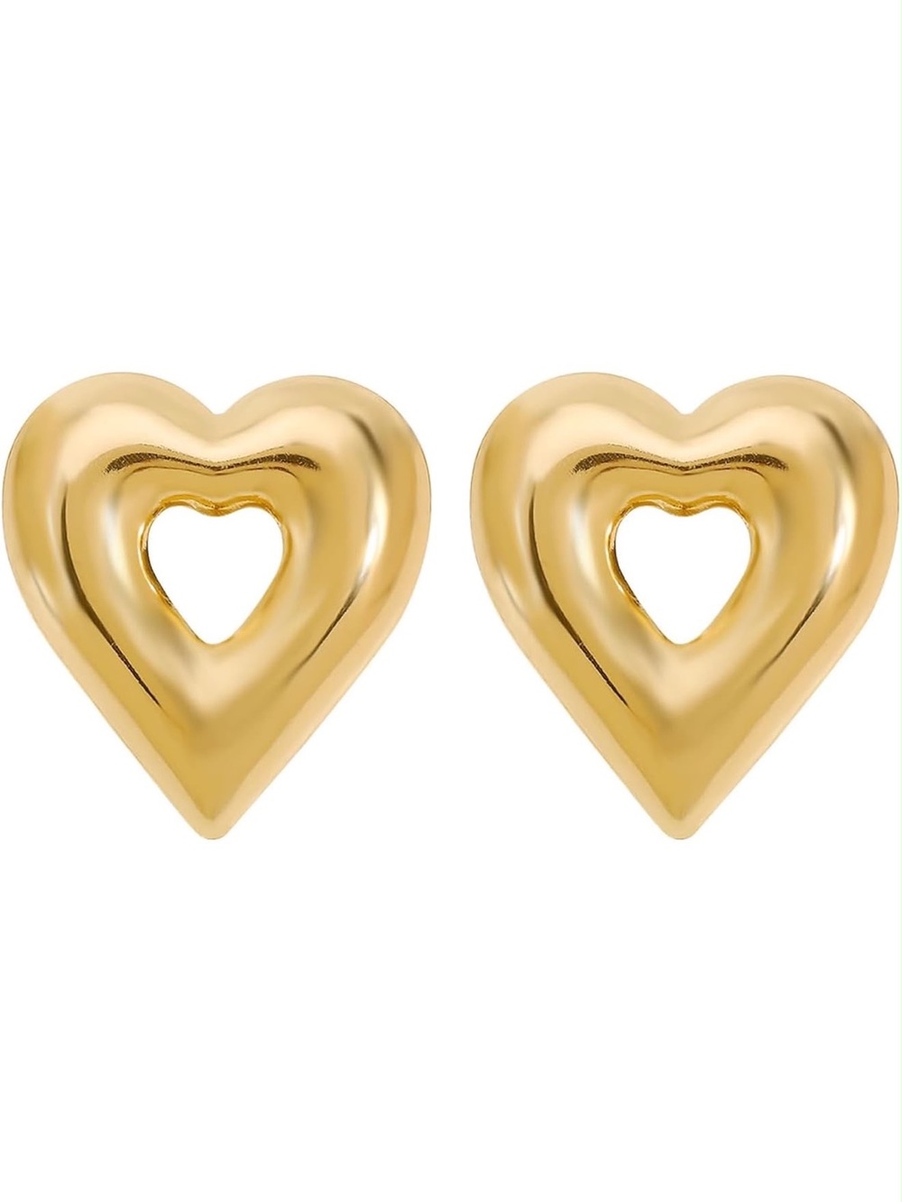 Anthropologie Shiny Gold Tone Heart Cutout Stud Earrings